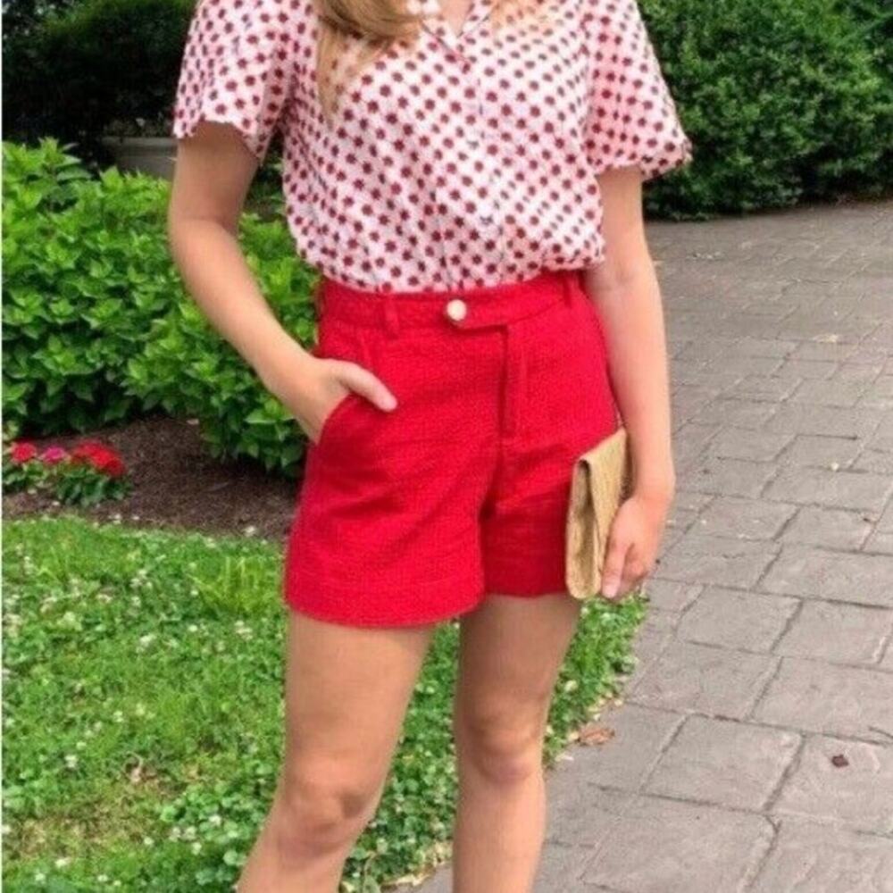 NEW Draper James Basket Weave Dressy Shorts 2 Red Textured NWT
